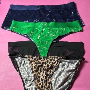 Victoria's Secret Velvet Bikini Briefs in Green and Navy